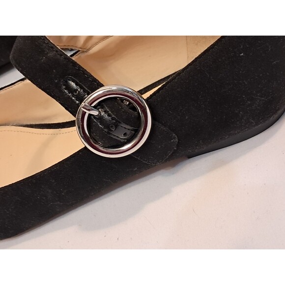 Nine West Arden Mary Jane Circular Silver Buckle Flat Shoe Pointed Toe Size 8.5M - Picture 4 of 9